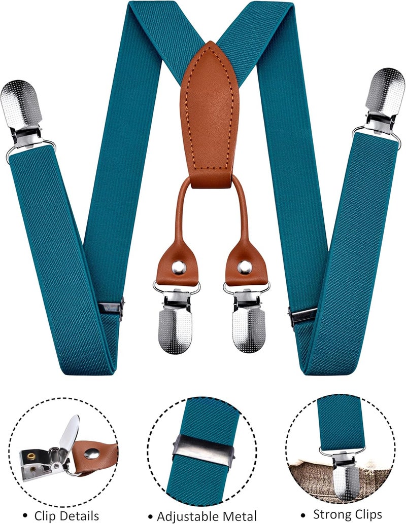 Branduce Solid Color Baby Boy Suspender with 4 Strong Clips Adjustable Kids Y Back Suspenders - Image 2